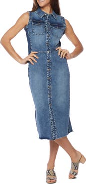 Wash Lab Denim Sleeveless Denim Shirtdress
