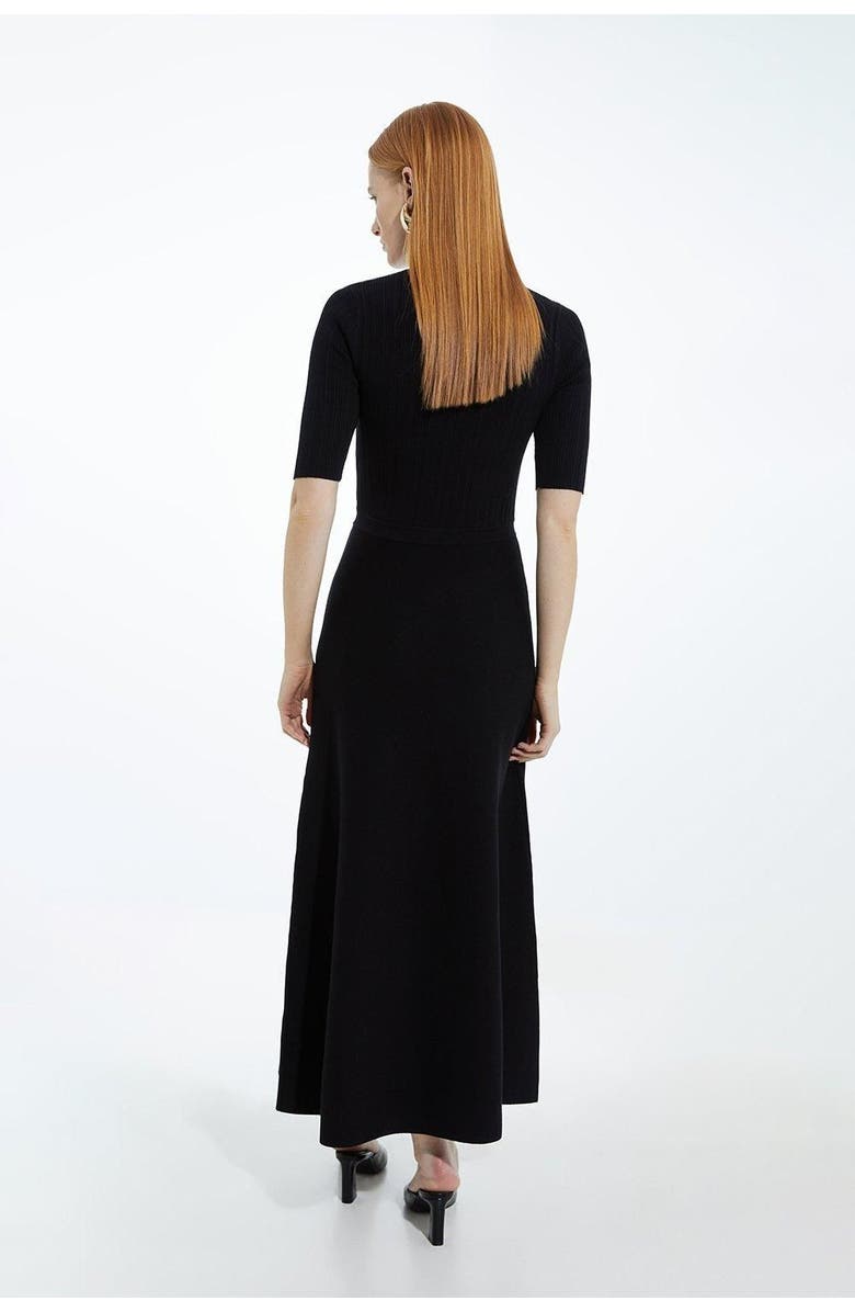 Karen Millen Rib Knit Military Trim Maxi Dress, Alternate, color, Black