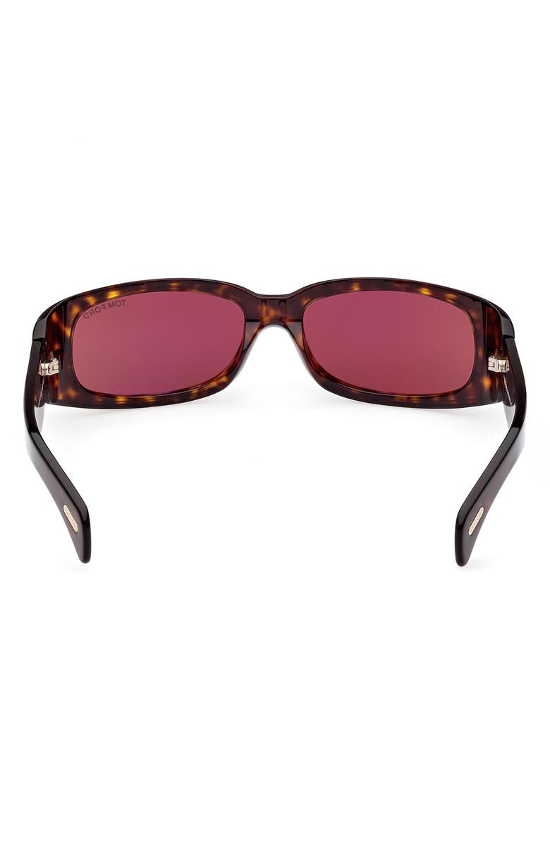 TOM FORD 59mm Rectangular Sunglasses, Alternate, color, Dark Havana
