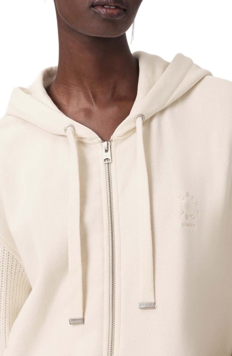 AllSaints Amphie Relaxed Fit Cotton Hoodie, Alternate, color, Tofu White