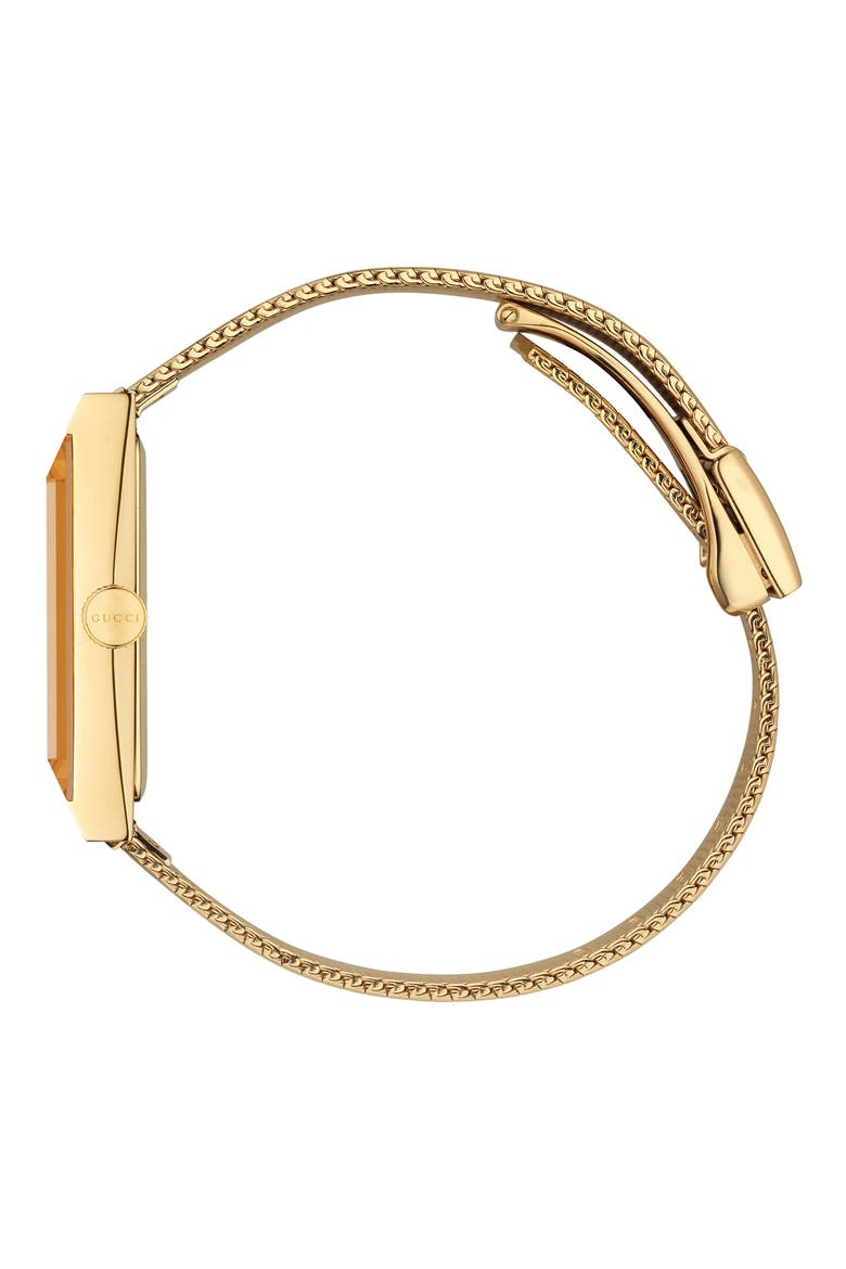 G-Frame Mesh Strap Watch, 21mm x 34mm, Alternate, color, GOLD/ WHITE/ RED/ NAVY