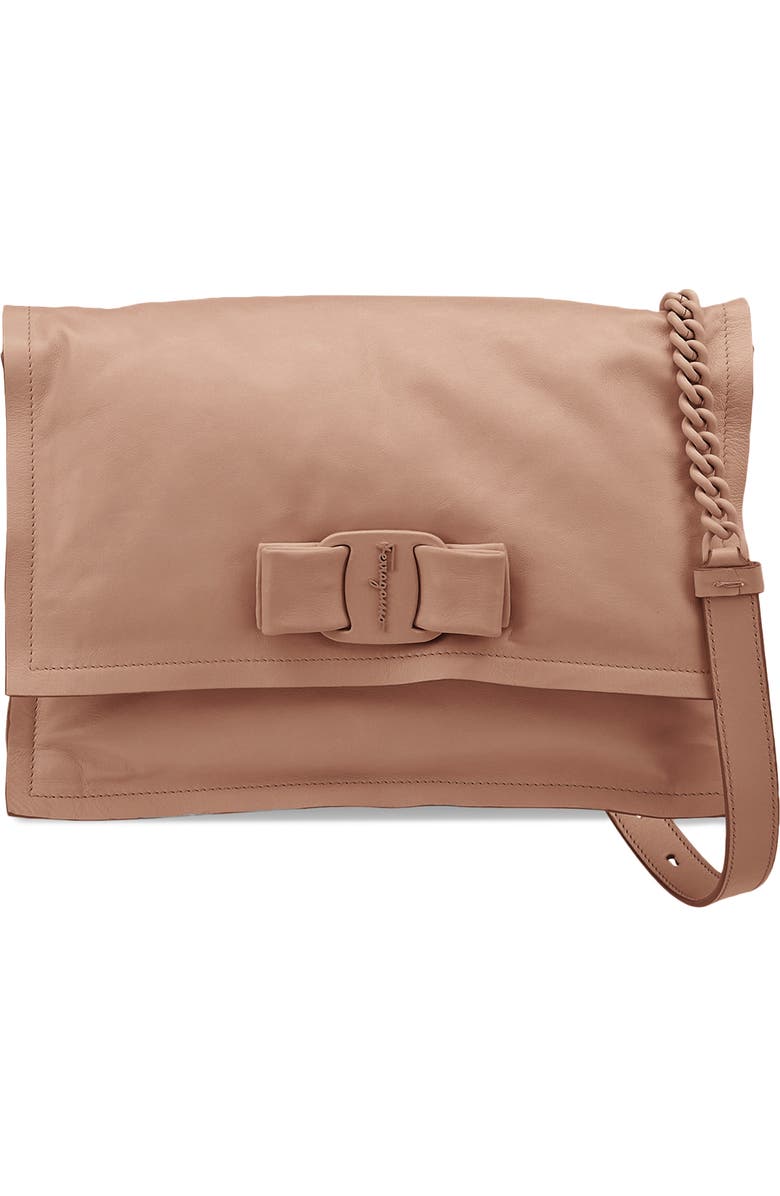 FERRAGAMO Viva Bow Puffy Leather Shoulder Bag, Main, color,