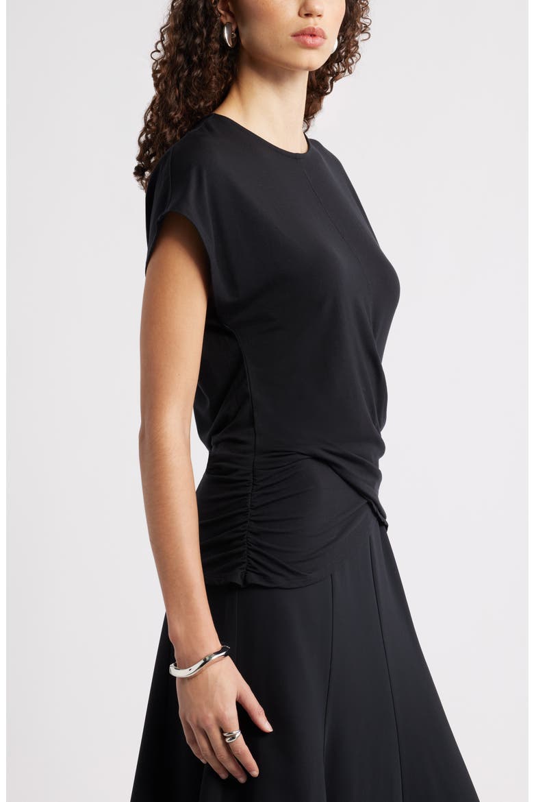 Ruched Top, Alternate, color, BLACK