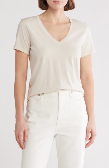 Madewell Soft Fade V-neck Cotton T-shirt In Dove