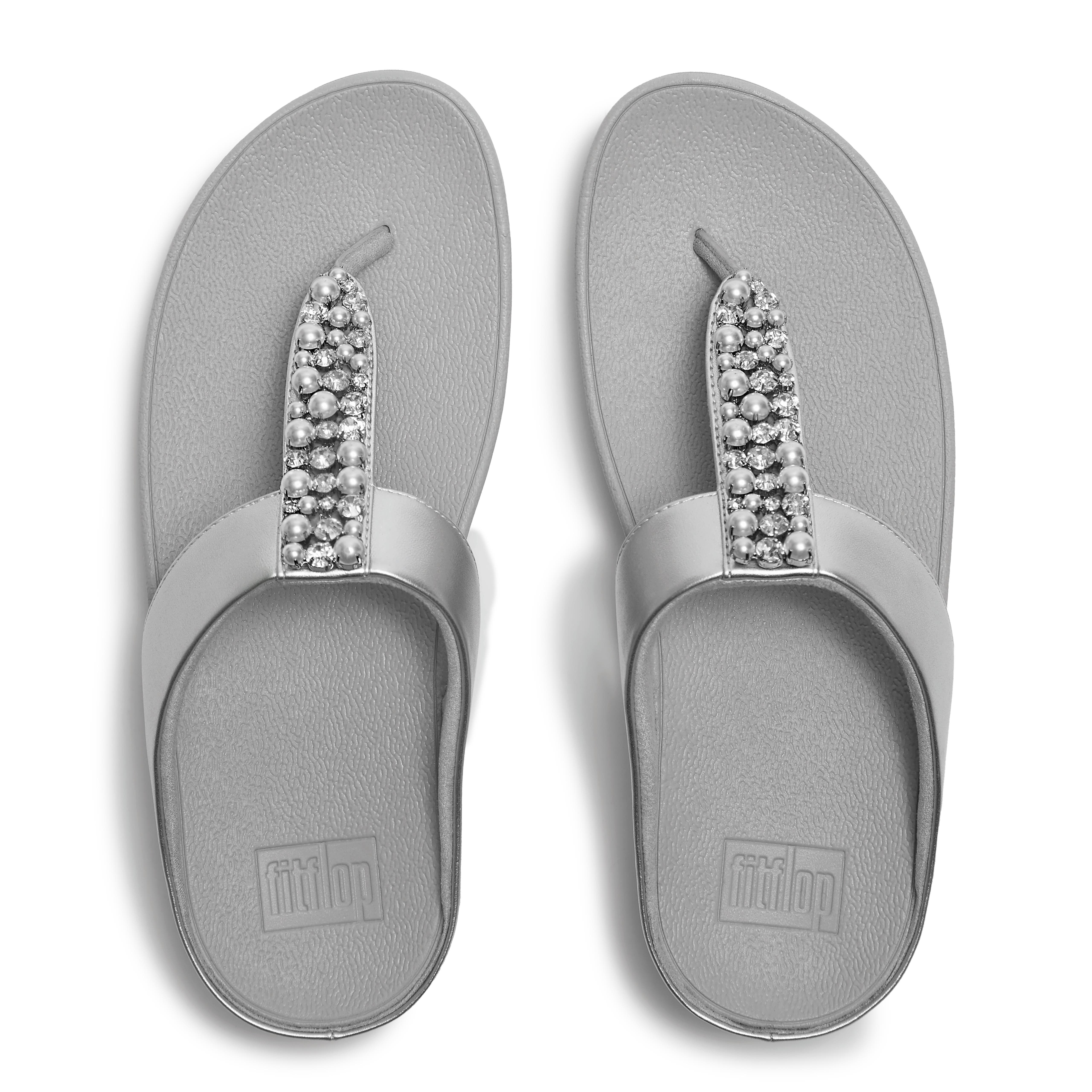 Fino Pearls and Crys Sandal, Alternate, color, Silver