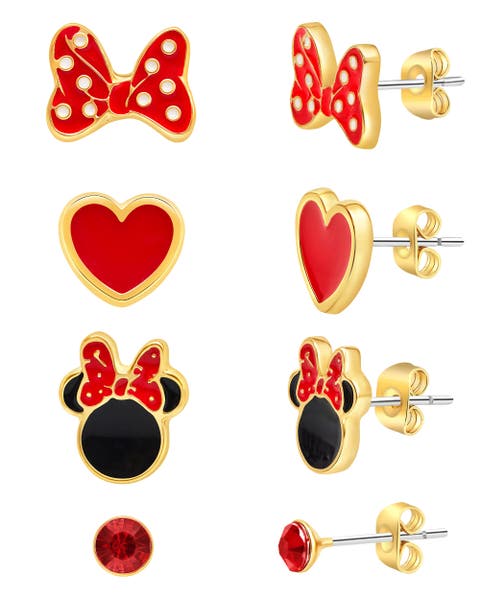 Minnie Mouse Red Crystal and Enamel-Plated Stud Earrings