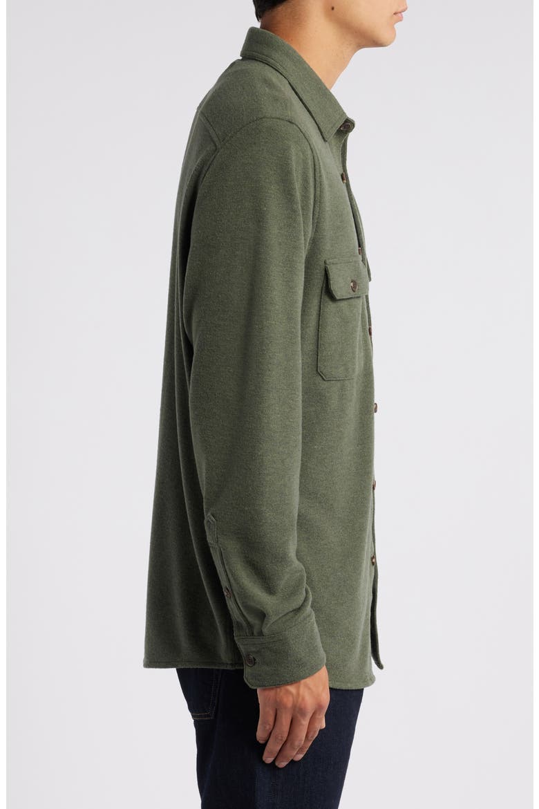 Knit Button-Up Shirt, Alternate, color, OLIVE NIGHT HEATHER