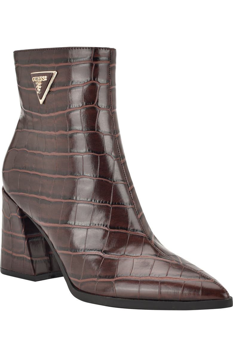 GUESS Lusera Pointed Toe Bootie, Main, color, Dark Brown