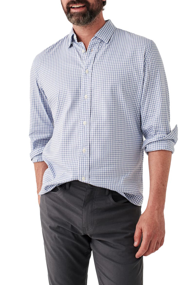 The Movement Check Button-Up Shirt, Main, color, LIGHT BLUE GINGHAM