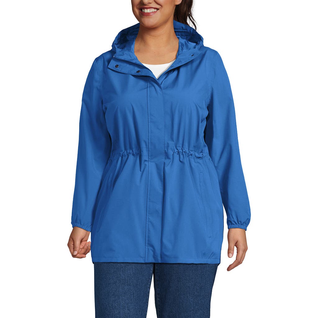 Lands' End Plus Size Squall Packable Waterproof Raincoat In Blue