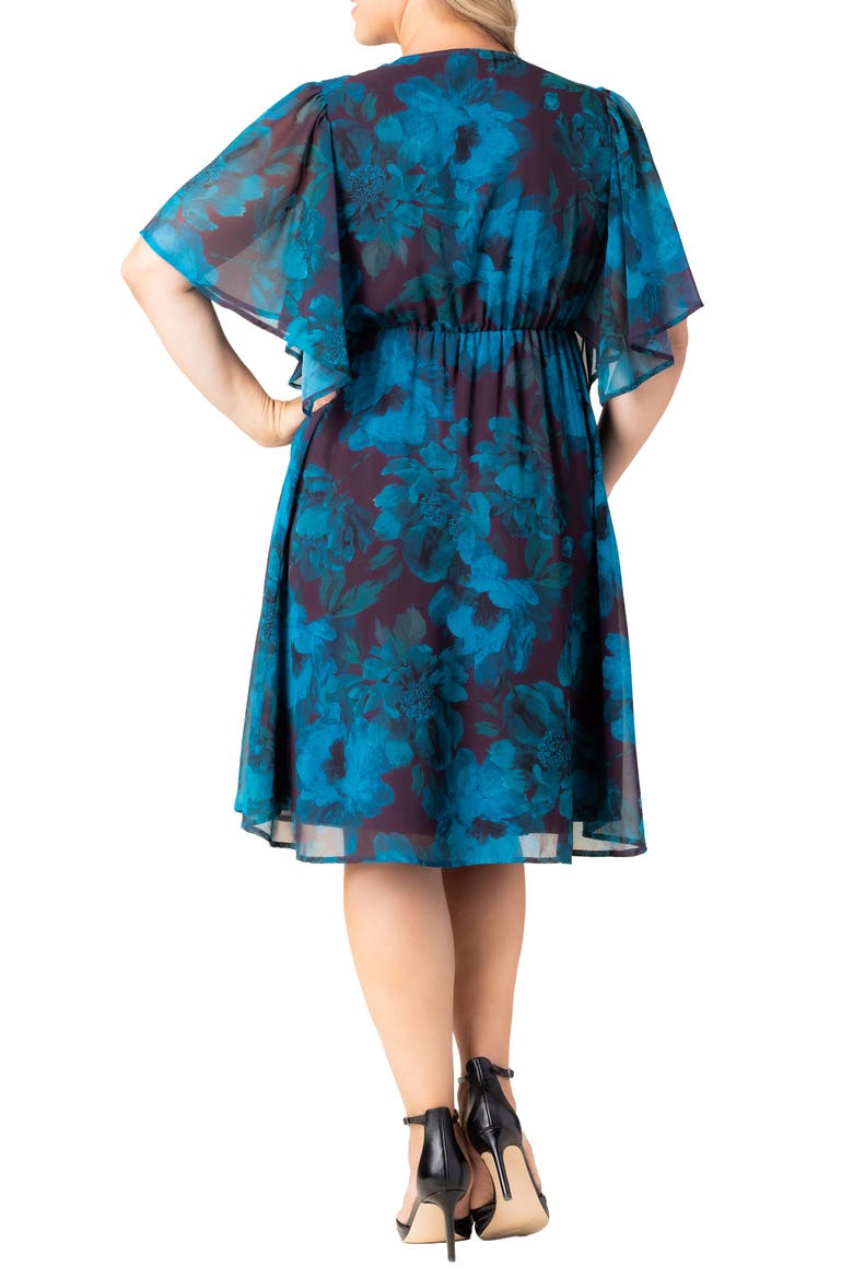 Florence Flutter Sleeve Dress, Alternate, color, TEMPTING TEAL FLORALS