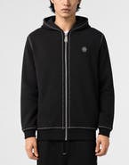 PHILIPP PLEIN Zip Hoodie Stitching Logo Men