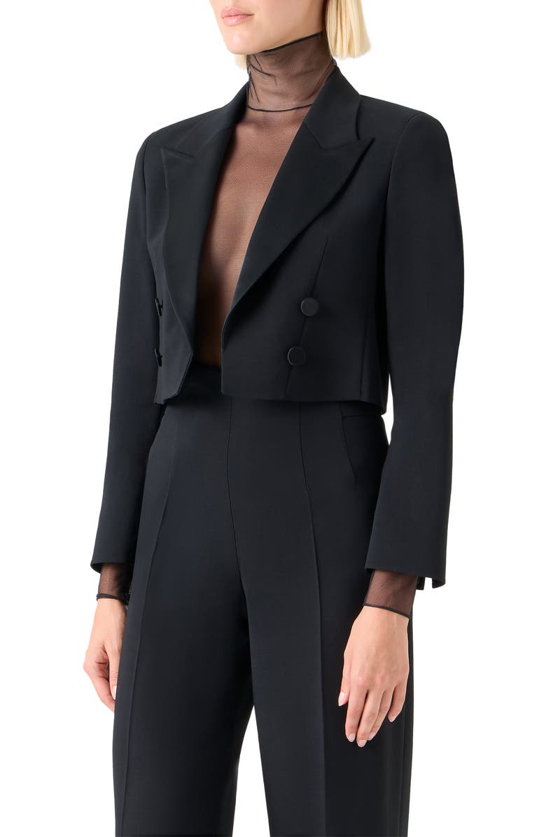 Akris Short Wool Blend Jacket, Alternate, color, Black