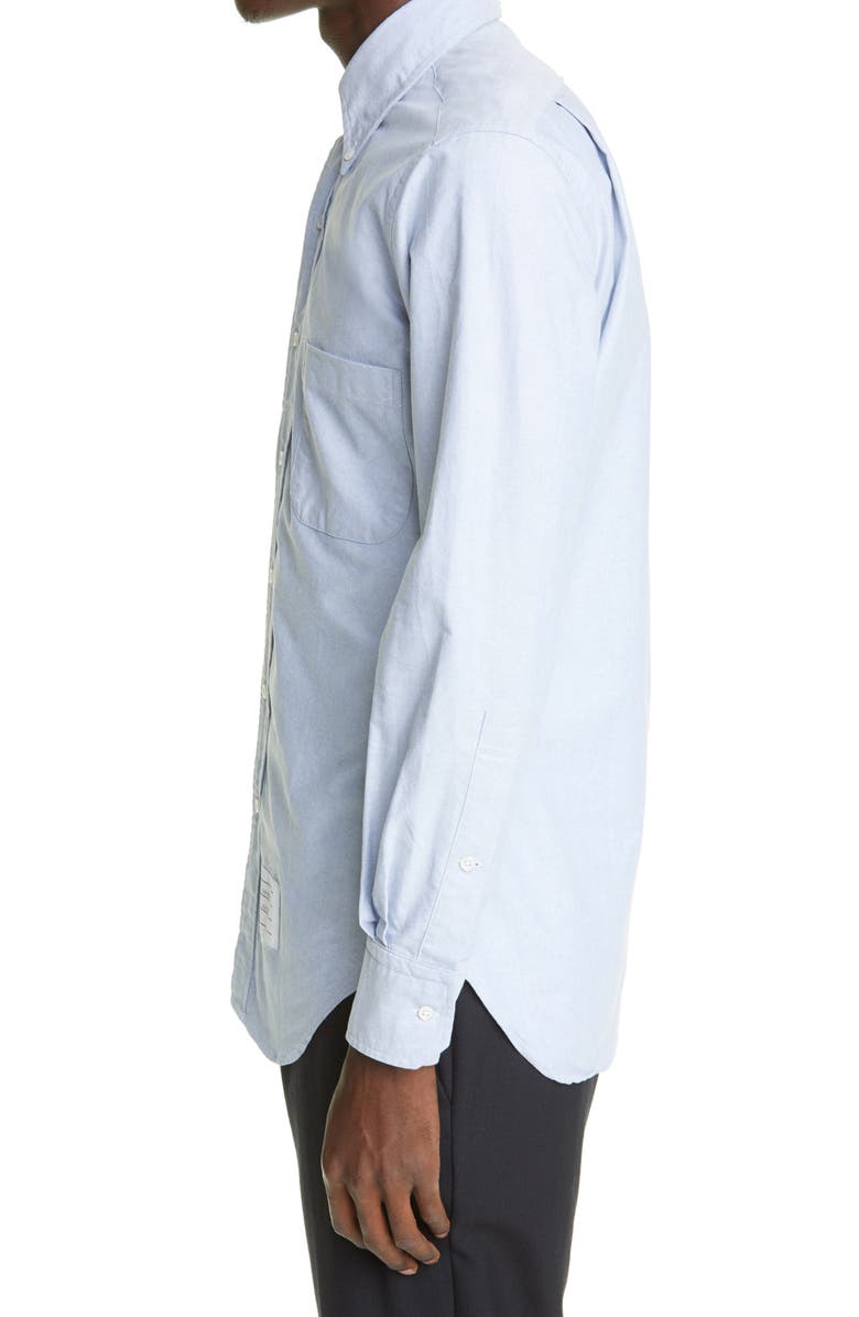 Thom Browne Grosgrain Placket Oxford Button-Down Shirt, Alternate, color, 