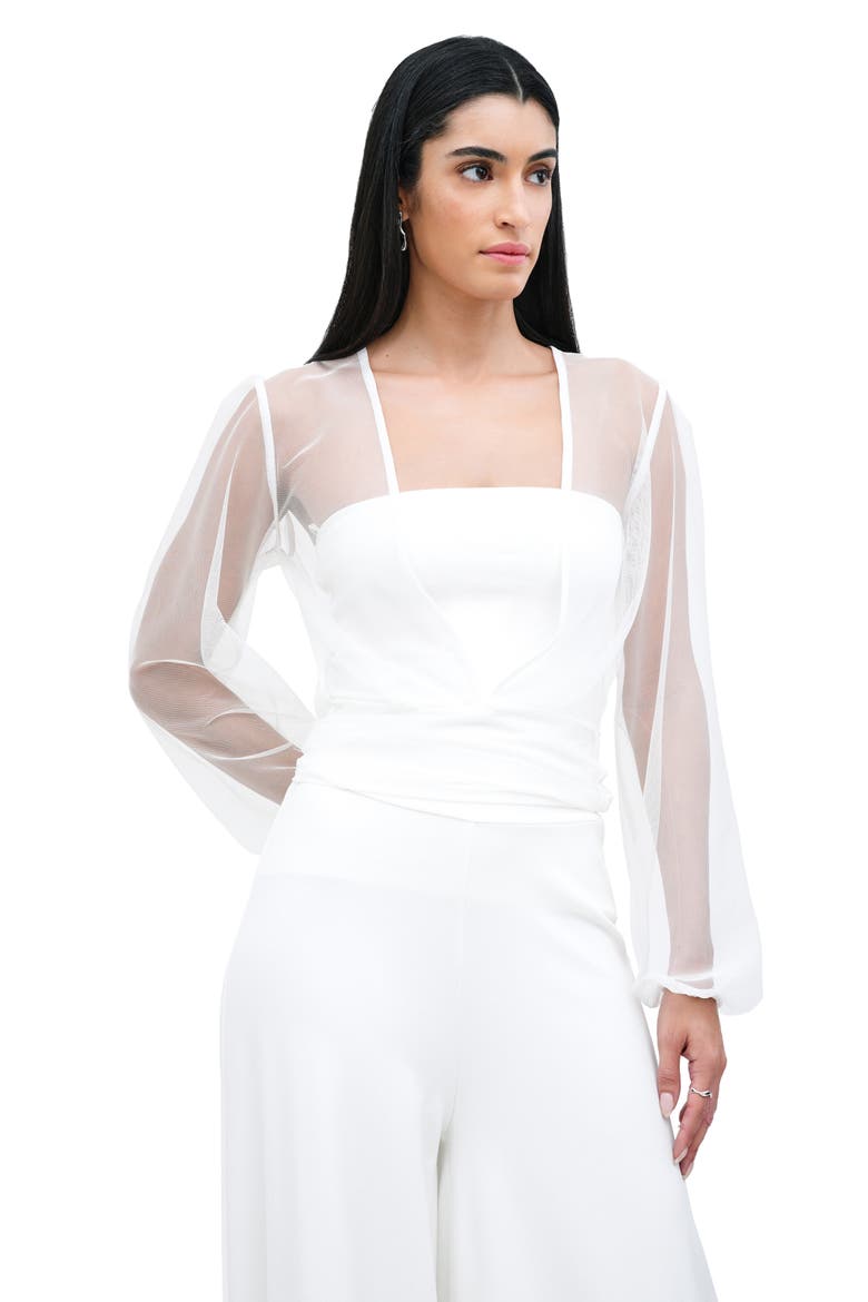 Verona Sheer Mesh Wrap Bolero, Alternate, color, OFF WHITE