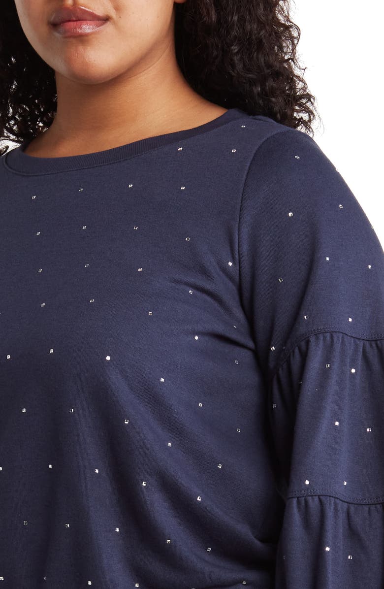 Wit & Wisdom Rhinestone Embellished Balloon Sleeve Sweatshirt, Alternate, color, 