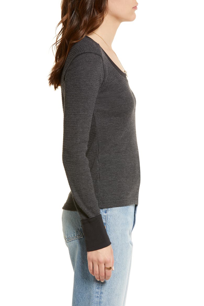 Long Sleeve Thermal Knit Top, Alternate, color, BLACK