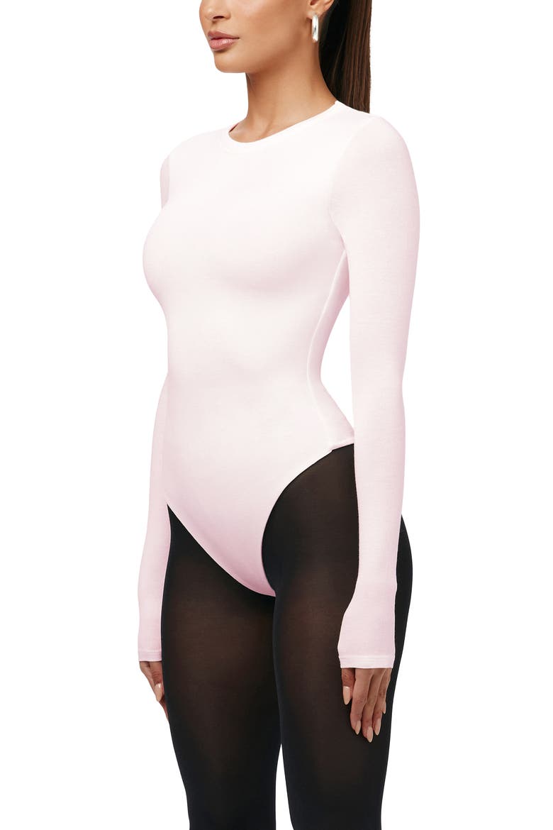 Sculpt Crewneck Bodysuit, Alternate, color, PINK FROSTING