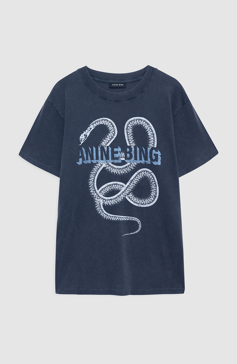 ANINE BING Lili Snake Tee T-Shirt, Alternate, color, Washed Black