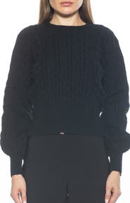 Alexia Admor Berli Balloon Sleeve Cable Knit Crop Sweater