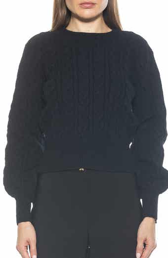 Alexia Admor Berli Balloon Sleeve Cable Knit Crop Sweater