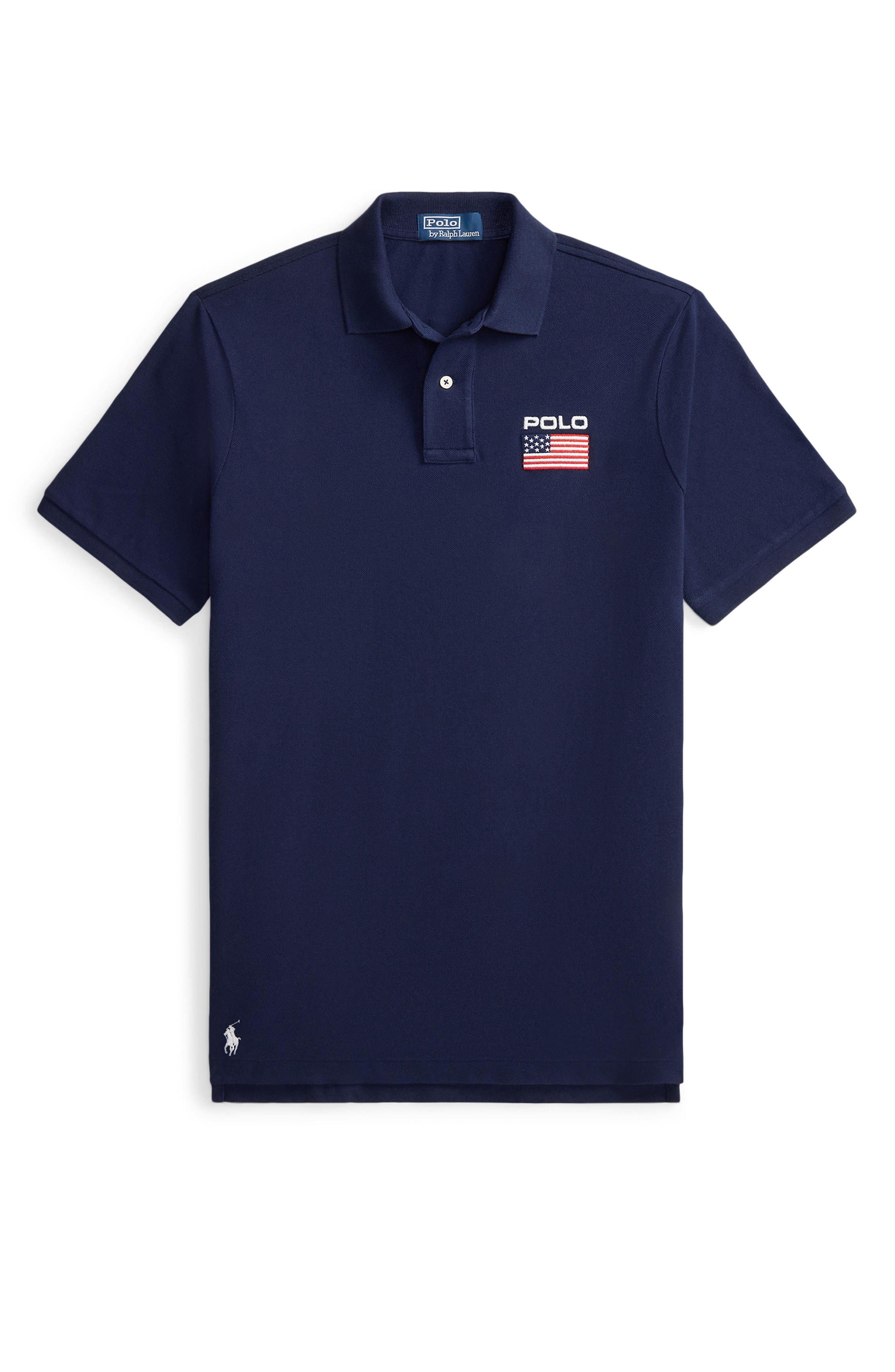 Polo Ralph Lauren Classic Fit Flag Embroidered Piqué Polo (Men