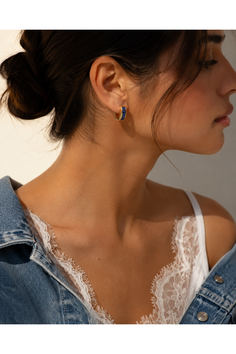 Riviera Enamel Hoops, Alternate, color, Gold