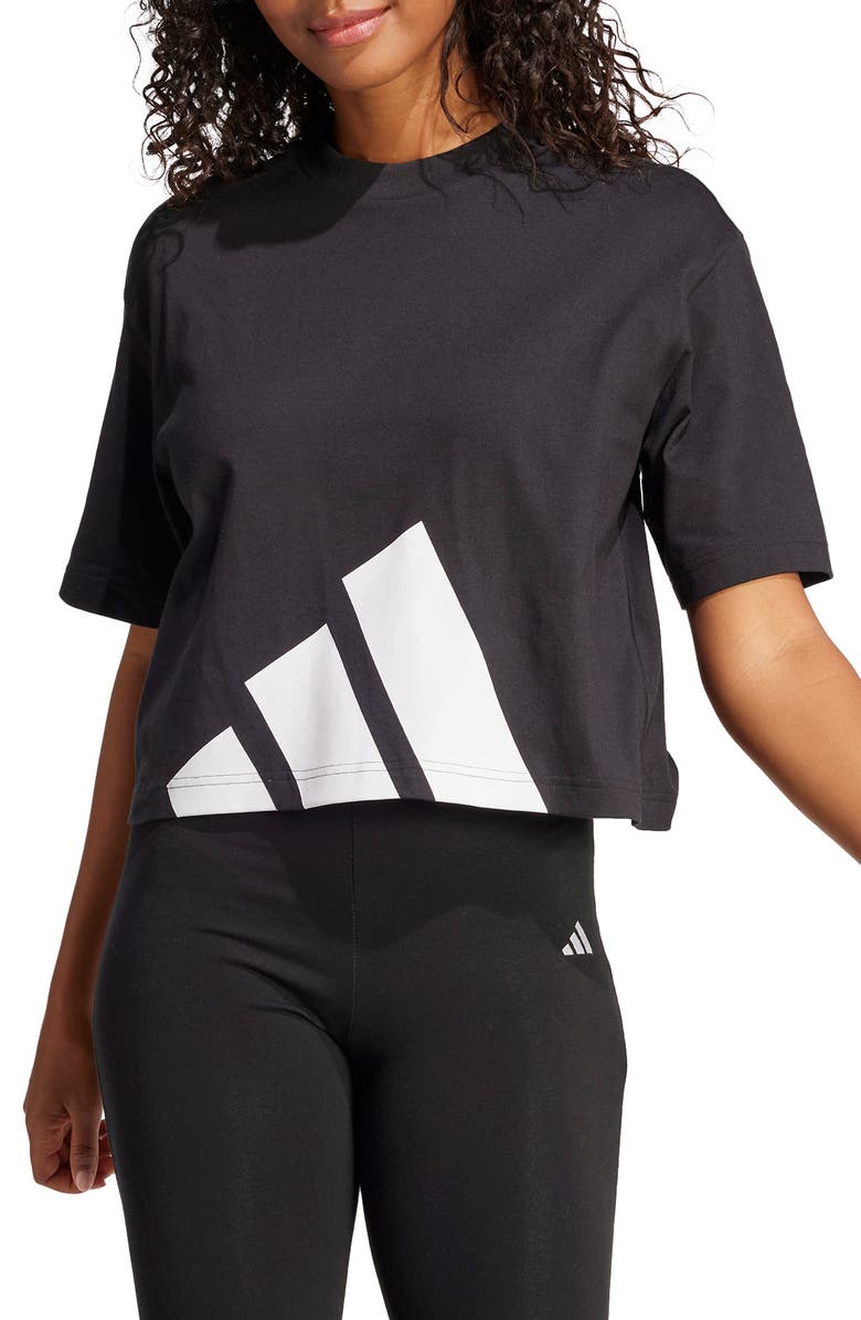 adidas Essentials Big Logo Boyfriend T-Shirt, Main, color, Black/ White