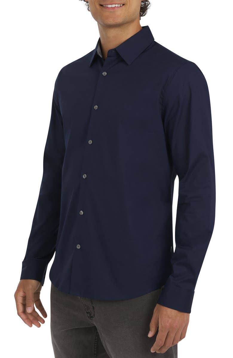 DKNY SPORTSWEAR Johnson Stretch Cotton Button-Up Shirt, Alternate, color, Navy