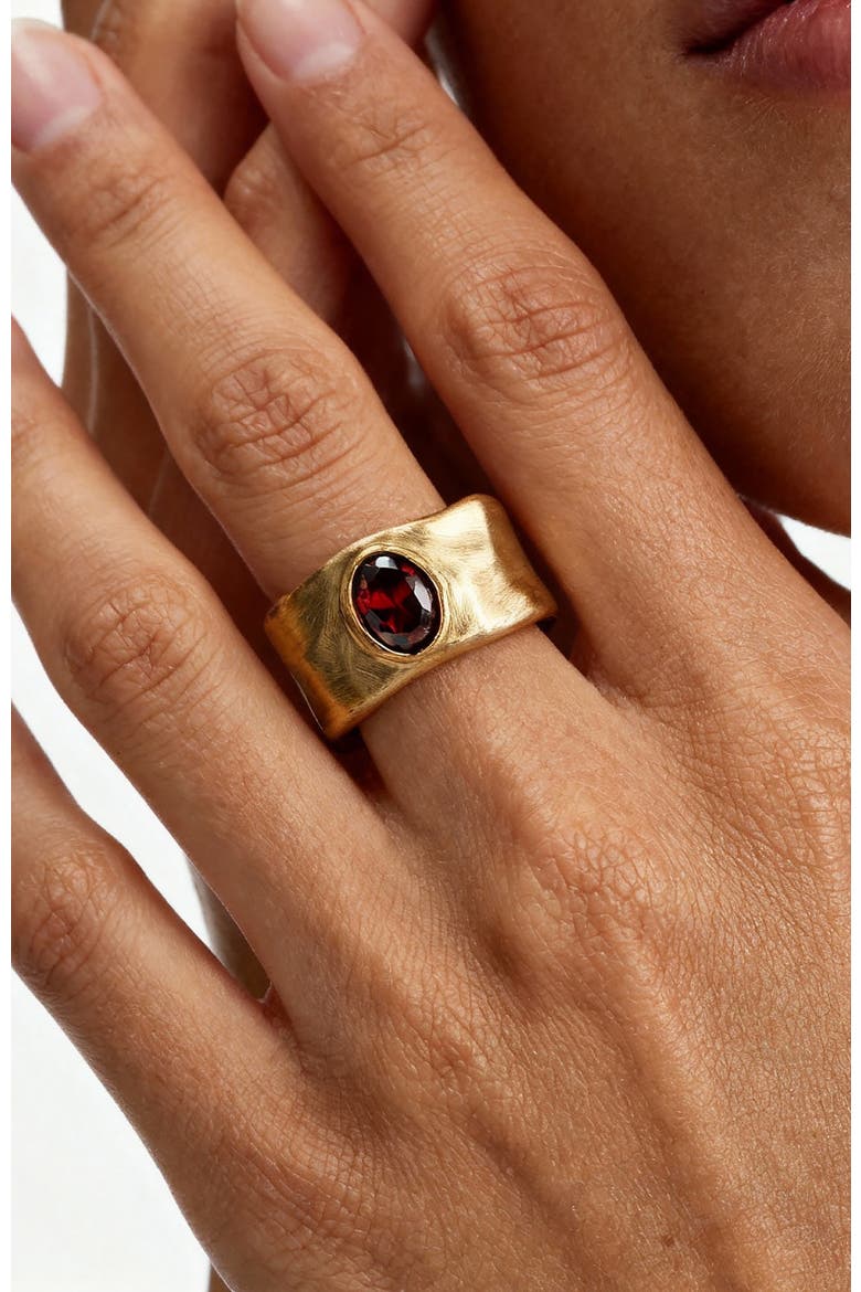 Fig Band Ring, Alternate, color, Red & Gold