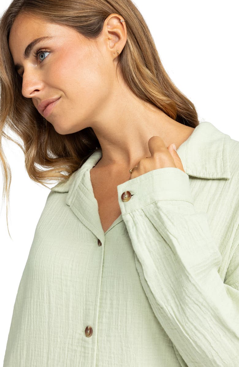 Roxy Morning Time High-Low Organic Cotton Shirt, Alternate, color, 