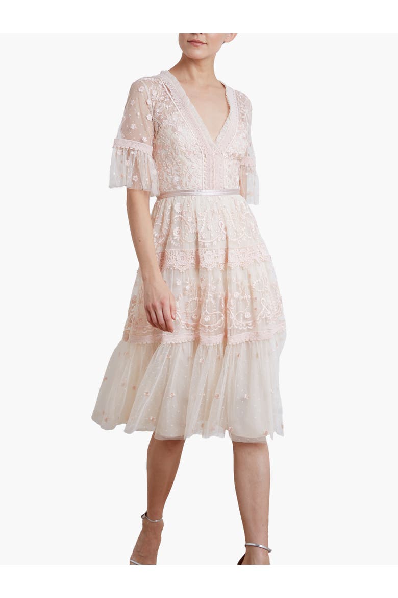 Midsummer Lace Dress, Main, color, Champagne/Ballet Slipper