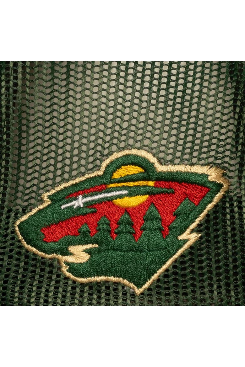 Men's Mitchell & Ness Green Minnesota Wild Head Coach Trucker Adjustable Hat, Alternate, color, Green