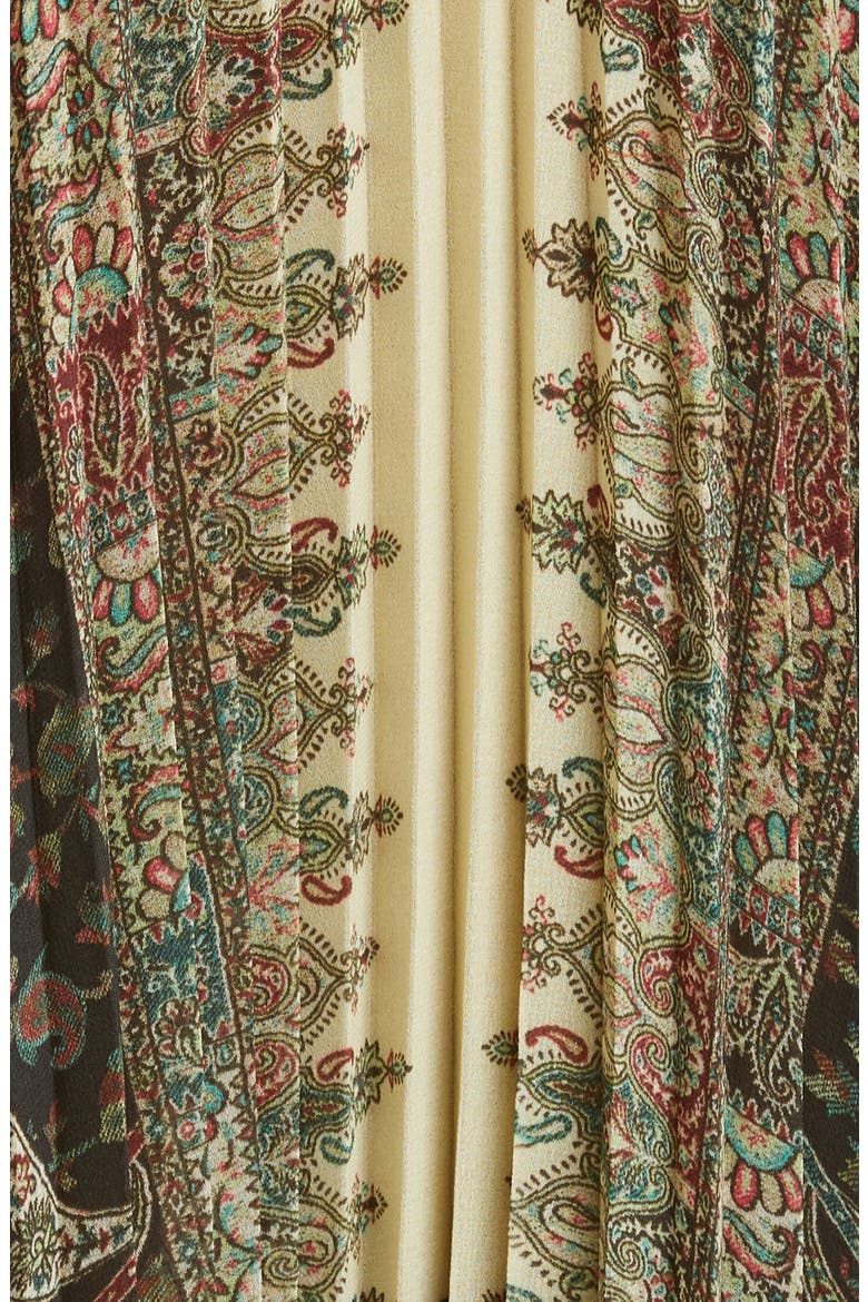 Brocade Print Pleated Maxi Skirt, Alternate, color, BEIGE