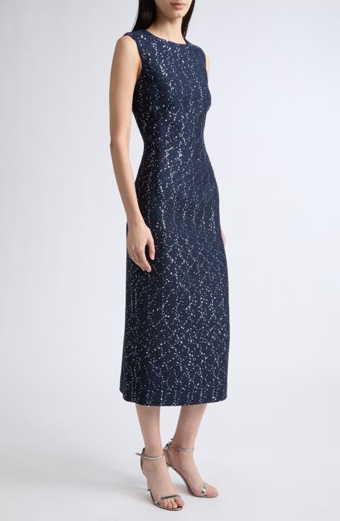 Sequin Wool Blend Tweed Cocktail Dress