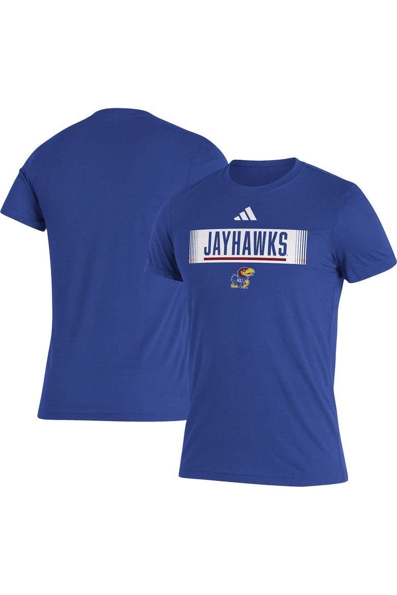 Men's adidas Royal Kansas Jayhawks Wordmark Tri-Blend T-Shirt, Main, color, Royal
