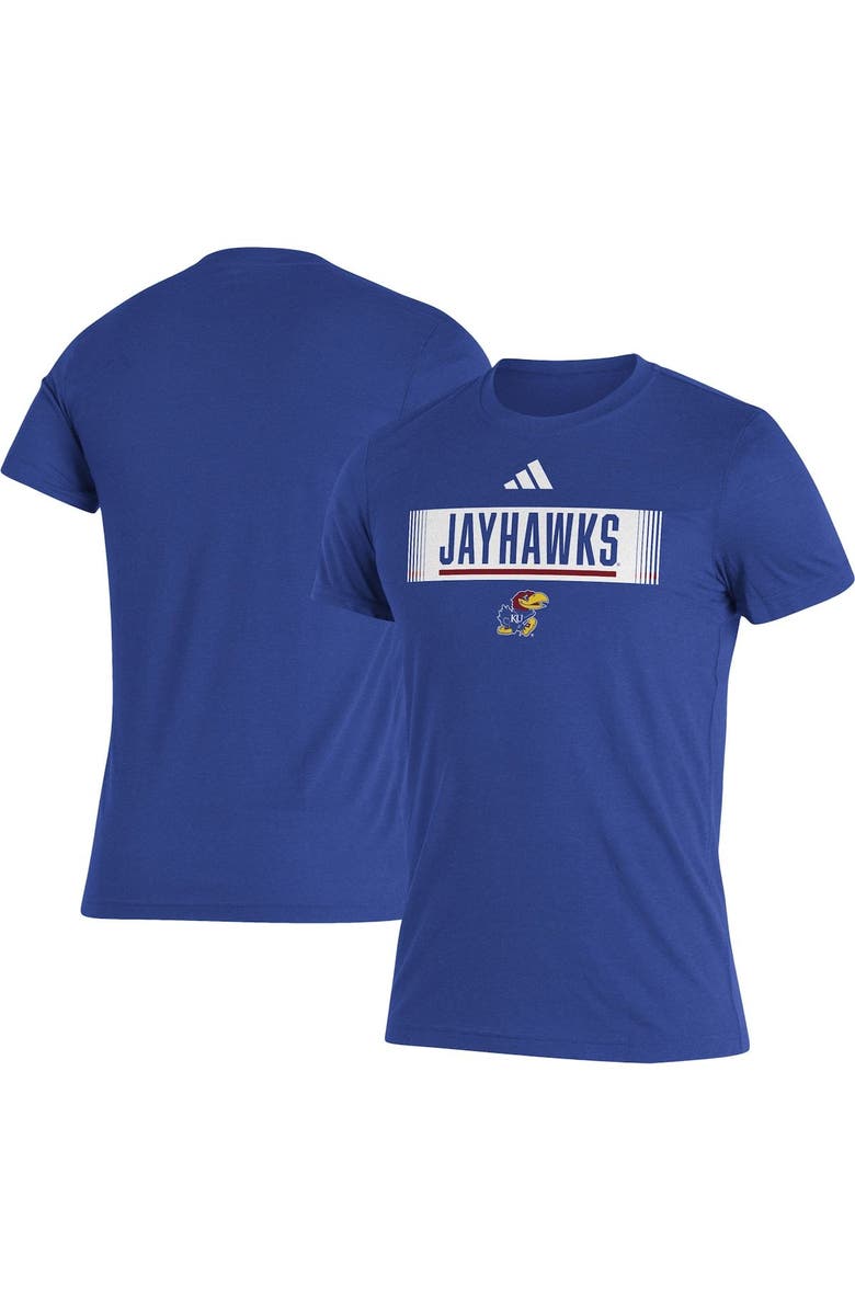 adidas Men's adidas Royal Kansas Jayhawks Wordmark Tri-Blend T-Shirt, Main, color, 