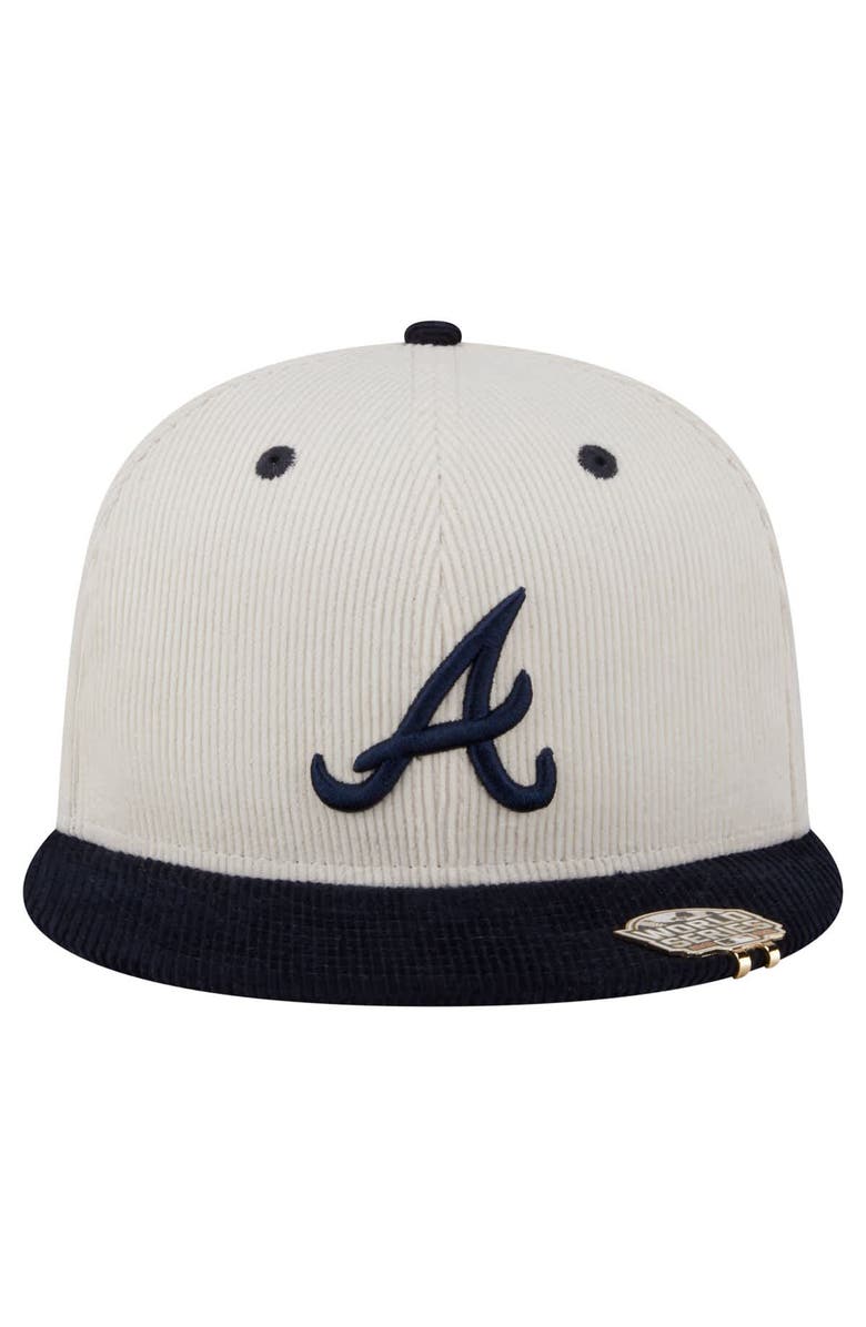 New Era Men's New Era Cream/Navy Atlanta Braves Two-Tone Corduroy 59FIFTY Fitted Hat, Alternate, color, 