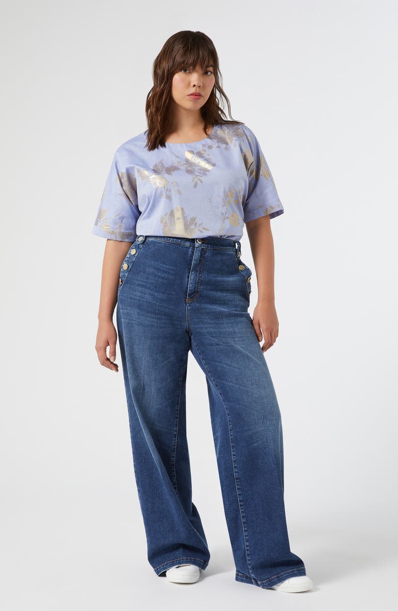 Marina Rinaldi Lembi Wide Leg Sailor Jeans, Alternate, color, Navy