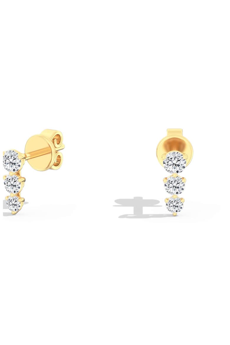 Petite Three Stone Graduated Stud Lab Diamond in 14K Gold, Alternate, color, Yellow Gold