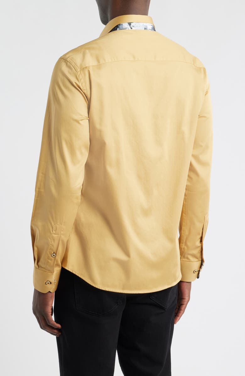 Siragusa Printed Silk Trim Dress Shirt, Alternate, color, Beige/ Gold