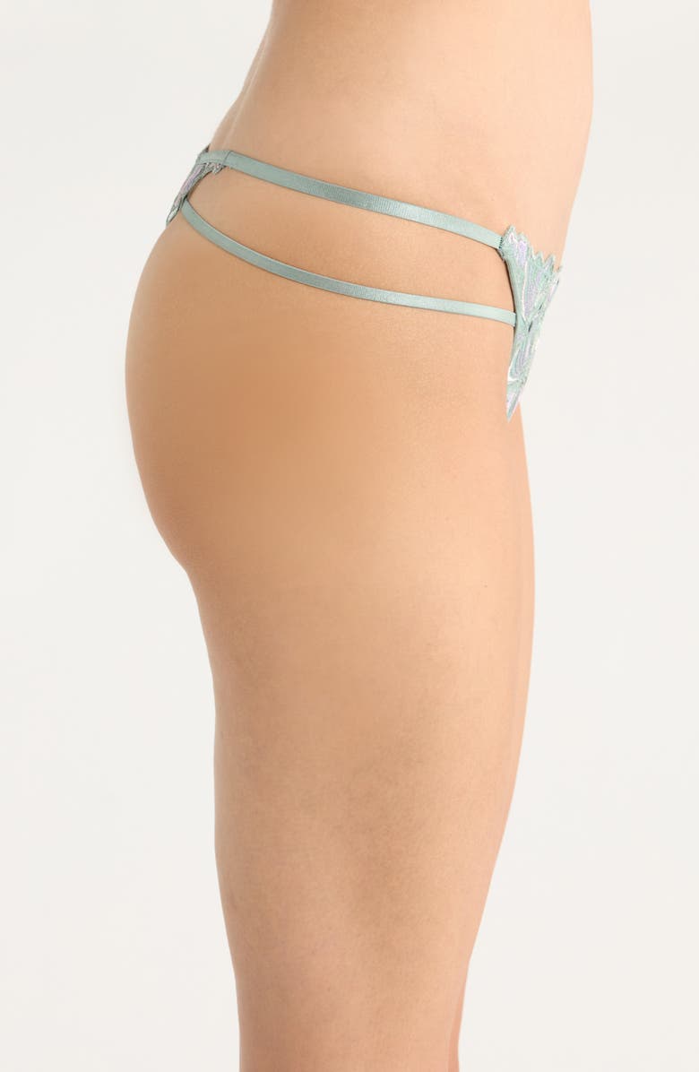 Hunkemöller Lauren Embroidered Mesh Thong, Alternate, color, Silt Green