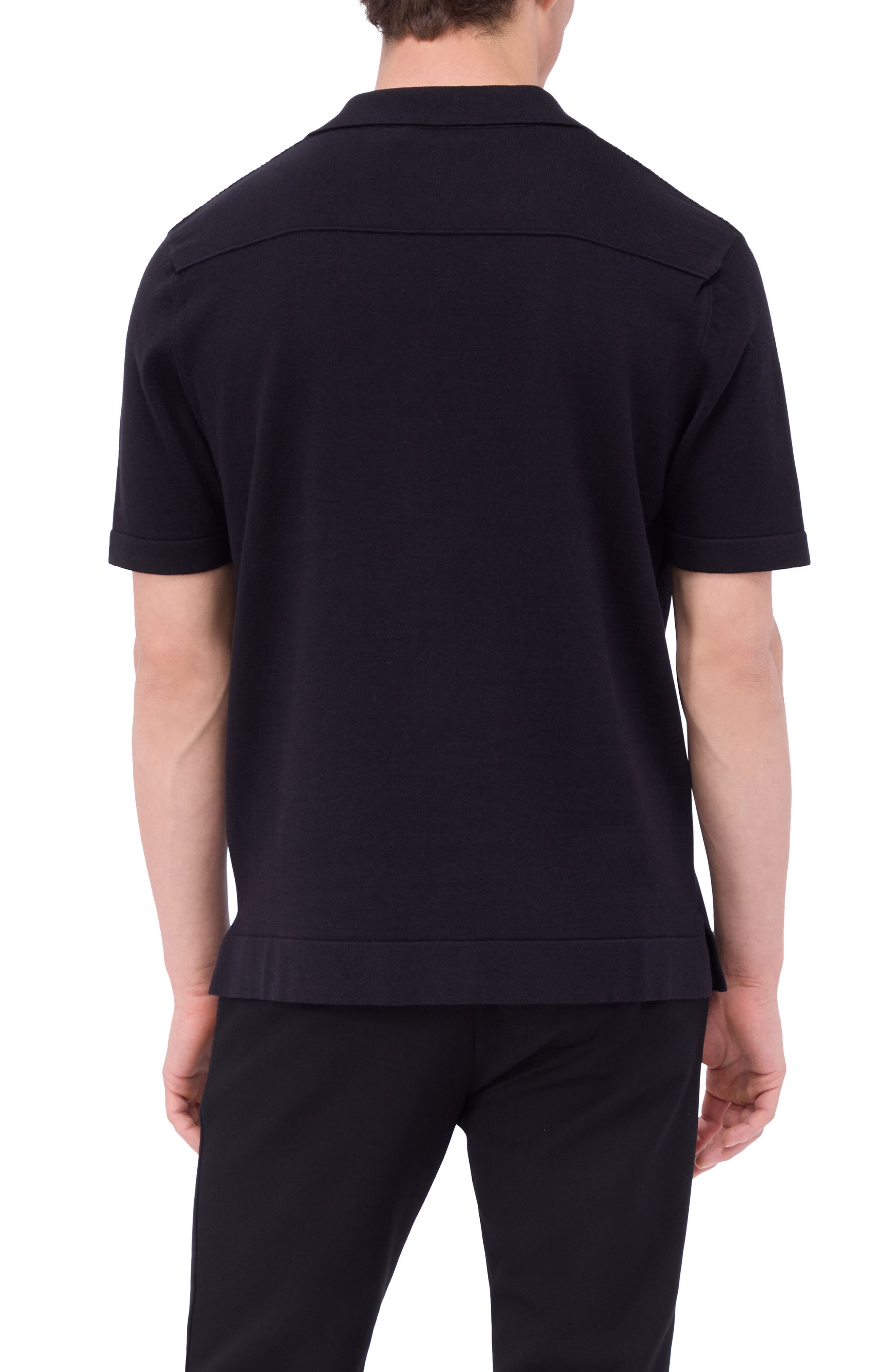 Camp Collar Short Sleeve Cotton & Silk Shirt Sweater - image 2