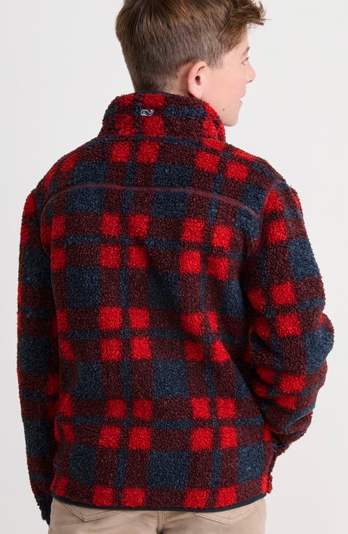 Vineyard Vines Kids' Plaid Supershep Fleece Zip-up Jacket In Red