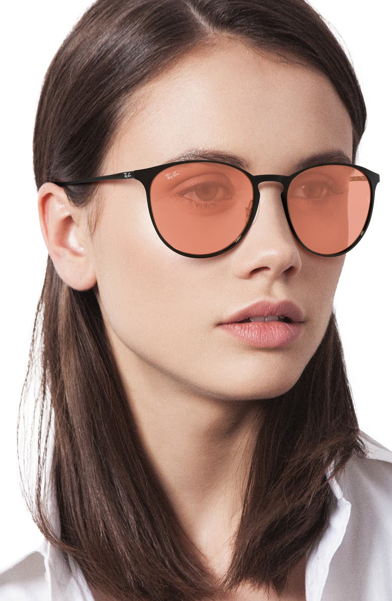 Ray-Ban Erika 54mm Round Sunglasses, Alternate, color, Clear