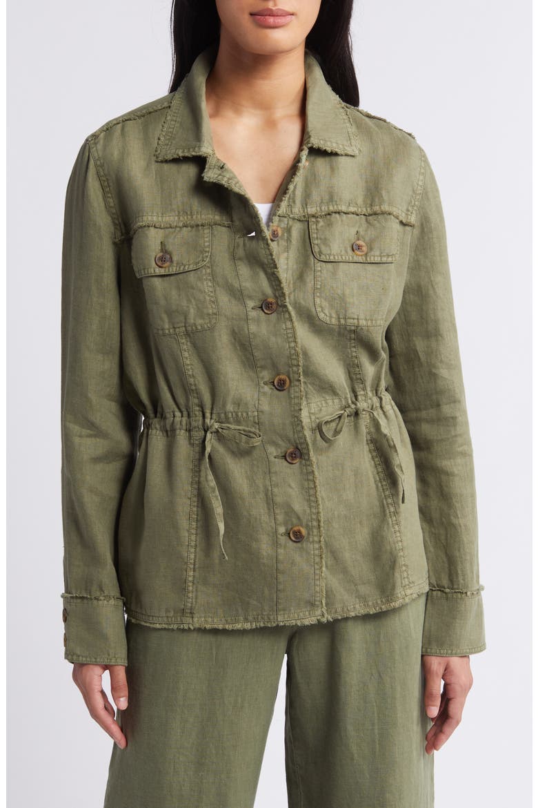 Two Palms Linen Utility Jacket, Alternate, color, TEA LEAF