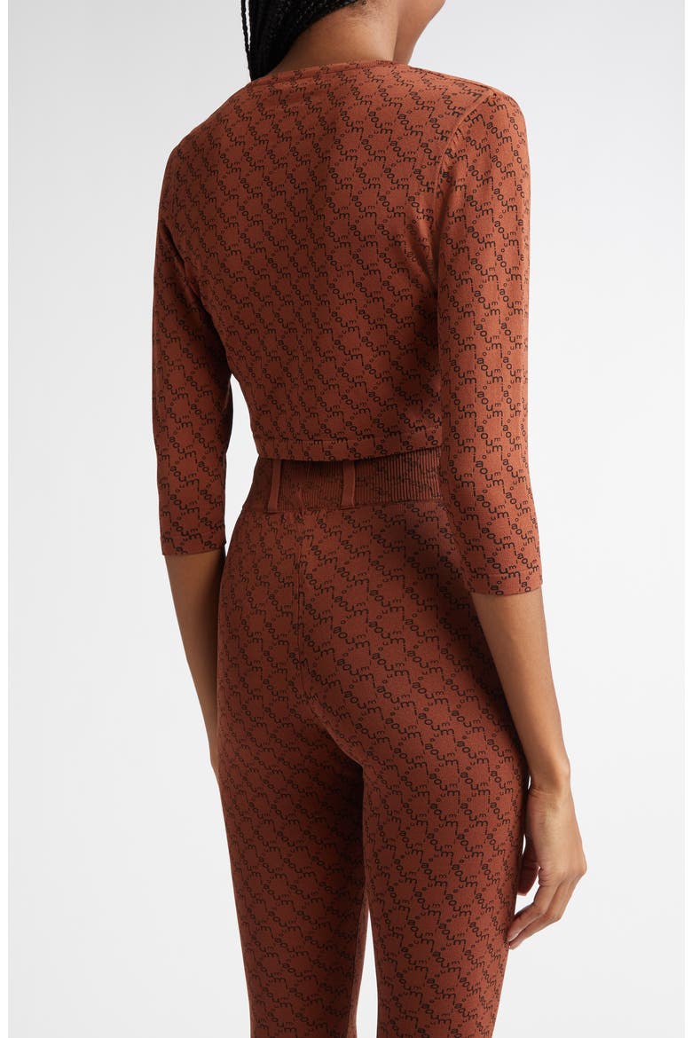 Frida Monogram Jacquard Crop Cardigan, Alternate, color, BROWN MONOGRAM