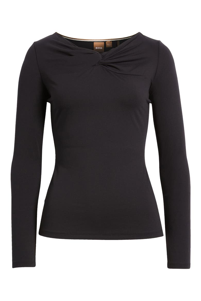 Everie Twist Neck Long Sleeve Top, Alternate, color, BLACK