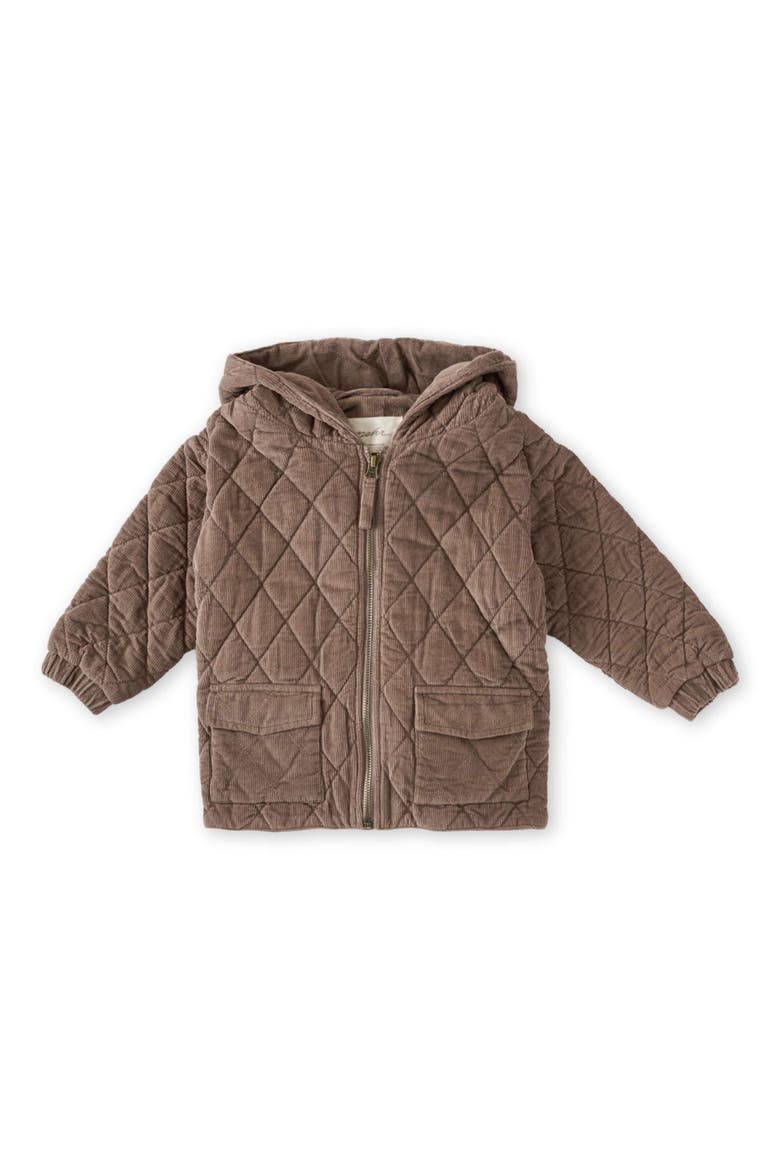Organic Cotton Corduroy Quilted Hooded Jacket, Main, color, BROWN