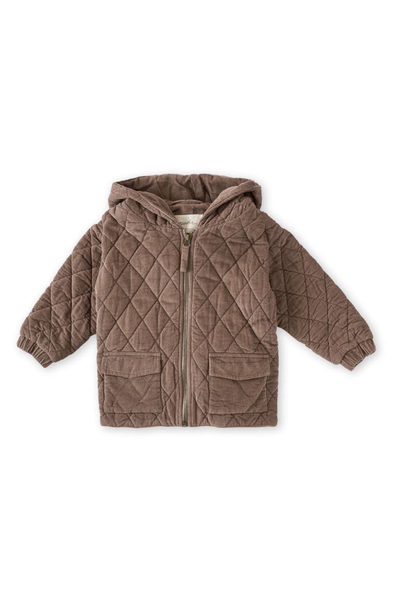 Pehr Organic Cotton Corduroy Quilted Hooded Jacket, Main, color, Brown
